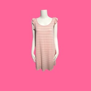 Pink Knit Ruffle Sleeve Shift Dress